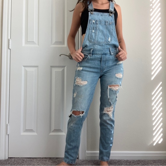 Garage Distressed Denim Overalls - Picture 4 of 8